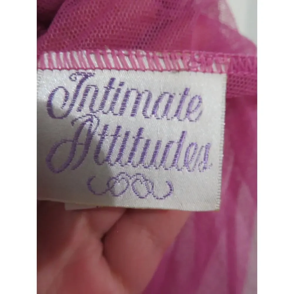Intimate Attitudes Women Sz 1X Pink Purple Y2K Sheer Lace Sequin Robe Romantic